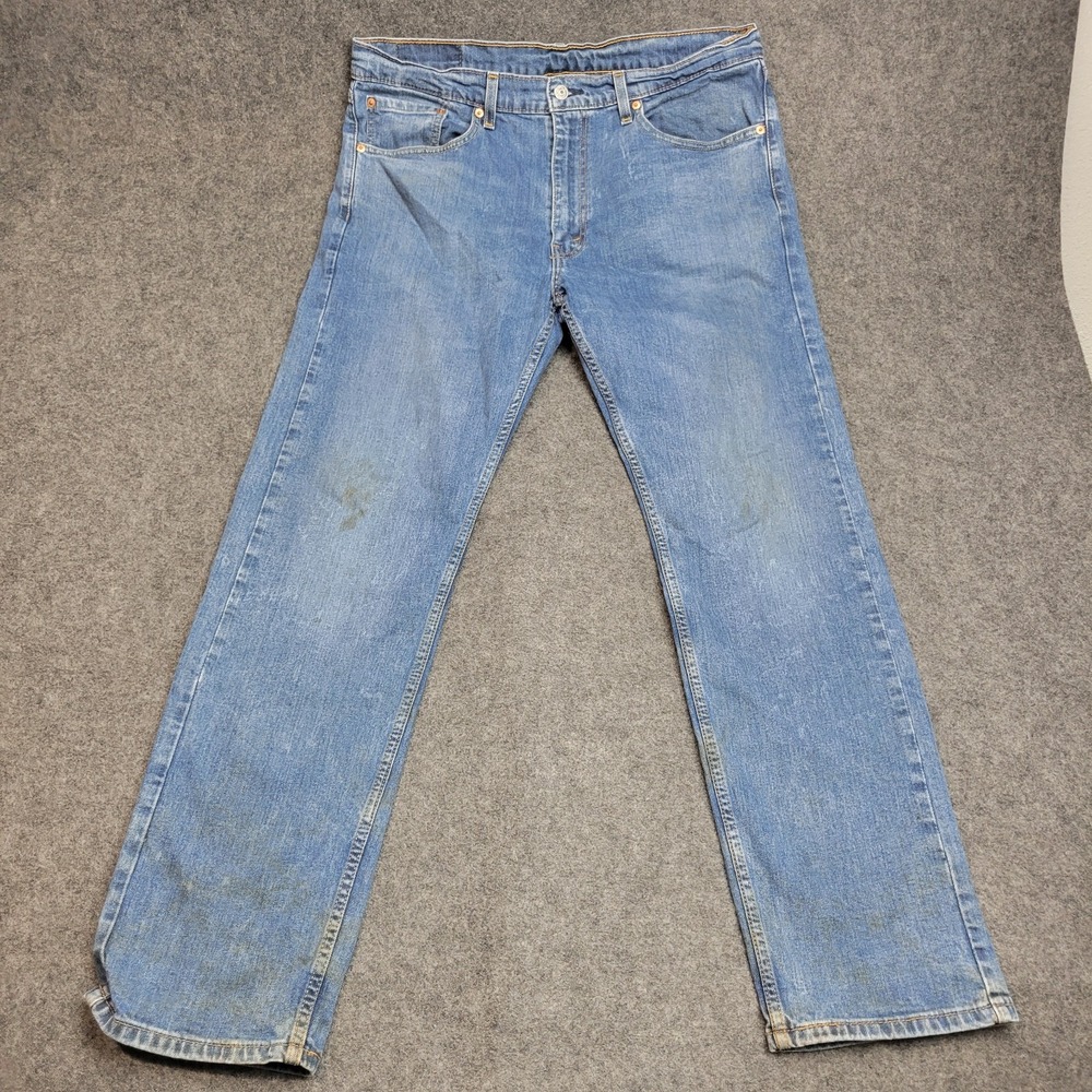 Levis 505 Jeans Mens 36x32 Blue Denim Boho Streetwear Grunge Festival Red Tab - Picture 2 of 14